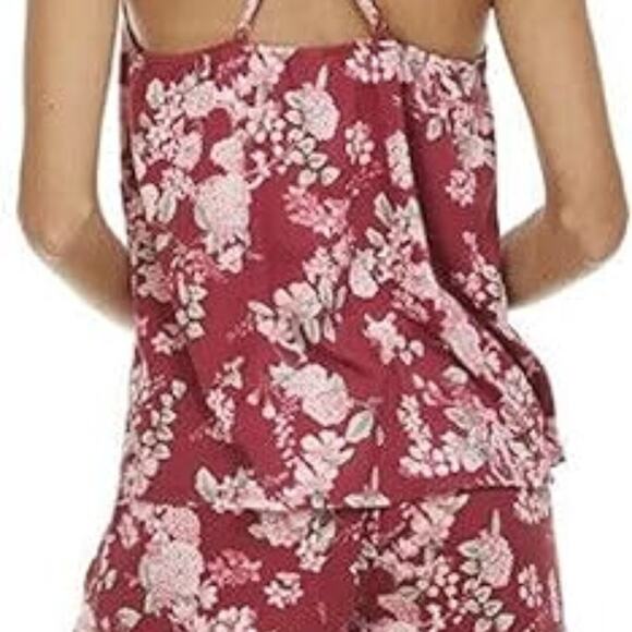 Flora Nikrooz Jacqueline Travel Set Sz L Brick Floral 3 Pc Robe Cami Shorts NEW - Picture 4 of 15